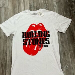 Rolling Stones White Tee with Red Tongue Logo